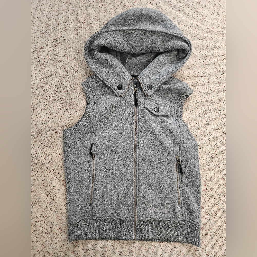 Vintage Pulse Charcoal Sleeveless Hoodie Vest - Burton Dry RIDE look Alike Med.